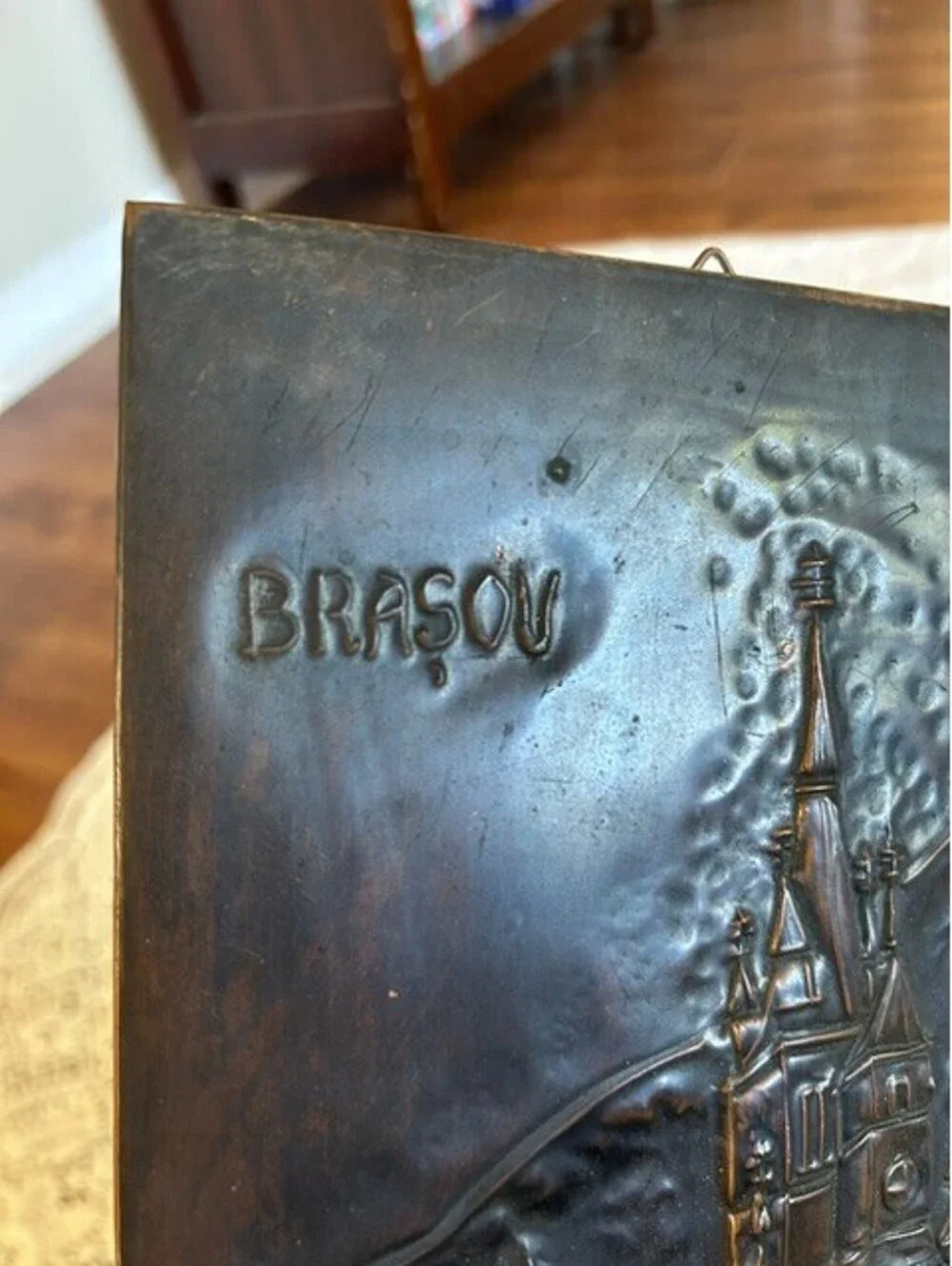 Vintage ARTA Brașov Copper Wall Art Plaque with Castle Design